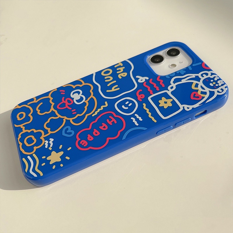 IPHONE Soft Casing Hp Motif Cat Biru Untuk Iphone7 8plus XR XS 11 12 13 14 MINI PRO MAX SE 2020