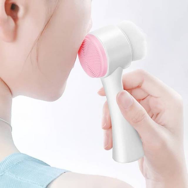 Pembersih Wajah Silikon Alat Cuci Muka Sikat Wajah Facial Brush 2 sisi