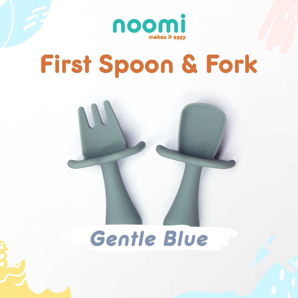 Noomi SIlicone First Spoon &amp; Fork Set - Sendok Garpu anak