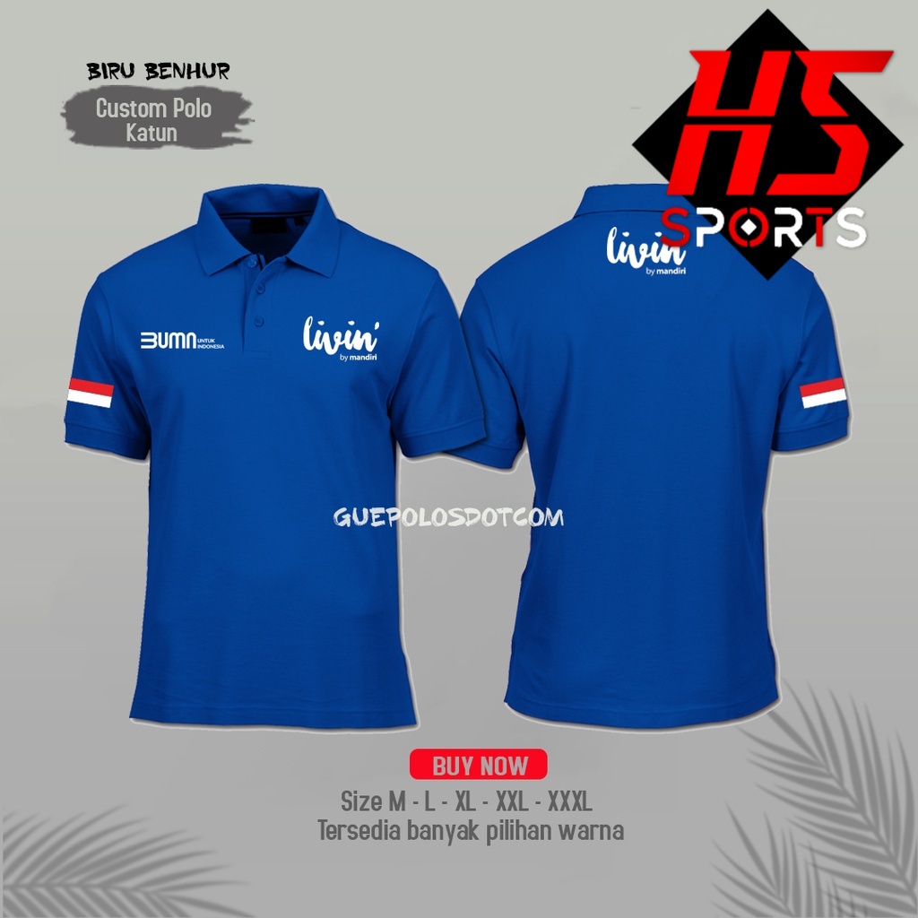 polo livin by mandiri - POLO LOGO KECIL depan belakang LIVIN MANDIRI BUMN - Poloshirt livin by mandiri - baju kerah livin mandiri terbaru - Baju polo Bank Mandiri