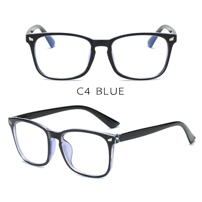 (YUZHU) Bayar di Tempat Korean Design Square Anti Radiasi Kacamata Transport Lensa Eyeglasses Women/Men