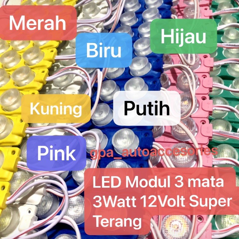 (BISA COD) LED Modul 3 Mata 3W 12V 24V Premium Waterproof