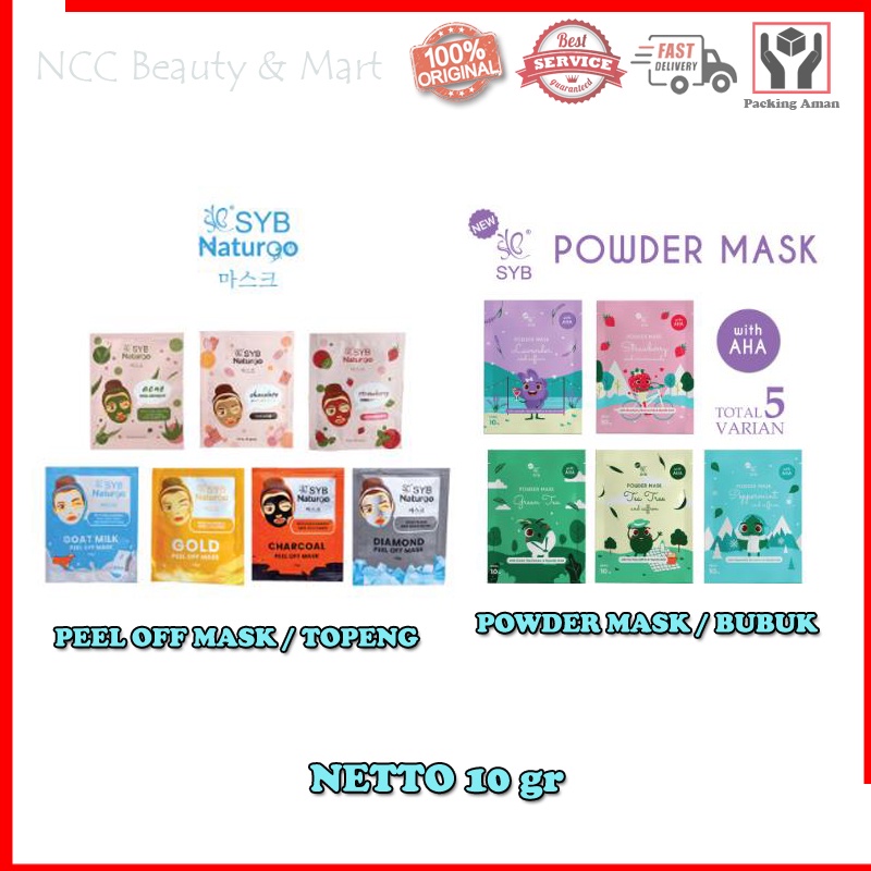 * NCC * Syb Naturgo Peel Off Topeng Mask Dan Powder Bubuk Natur90 Masker Wajah - Netto 10 gr