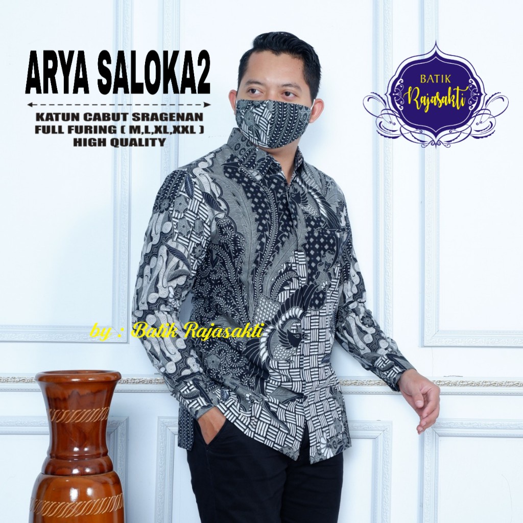 Batik pria lengan panjang SILVER ABU modern  ORIGINAL BAJU PREMIUM KEKINIAN BATIK SOLO MURAH TERBARU