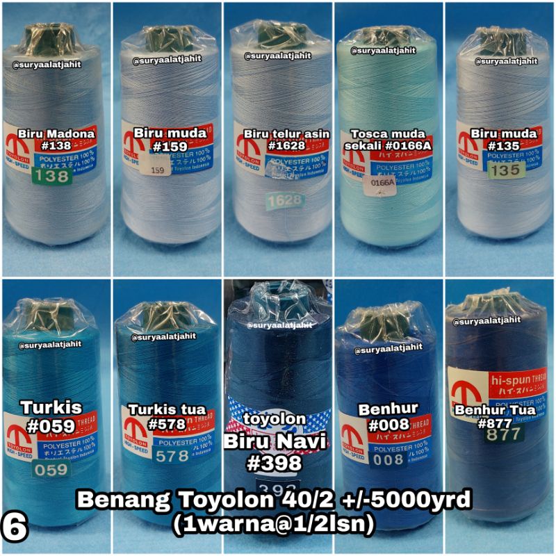 🅰️Benang Toyolon 40/2 +/-5000Y =rp.14.500/1Rol