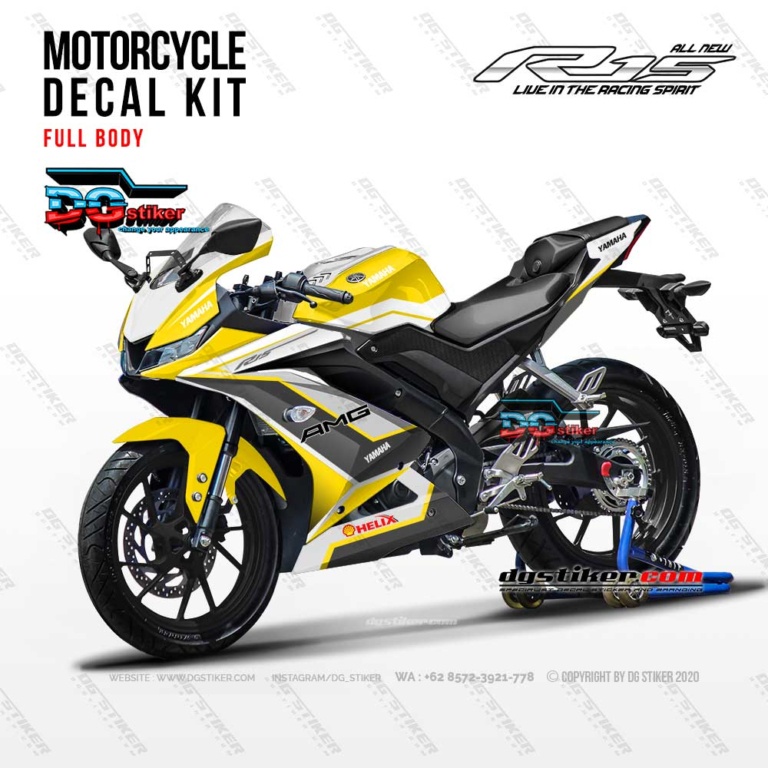 Stiker Decal r15 V3 Kuning Shell Helix DG Stiker