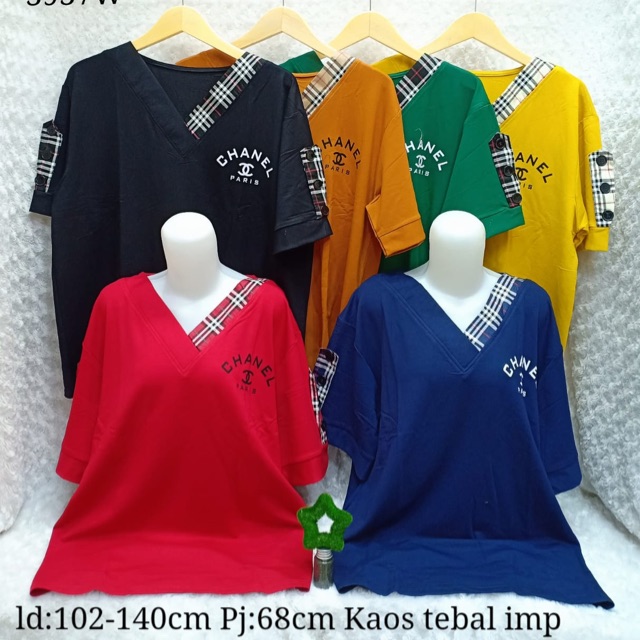 Kaos wanita / fashion wanita import / atasan jumbo v chanel / size XXL