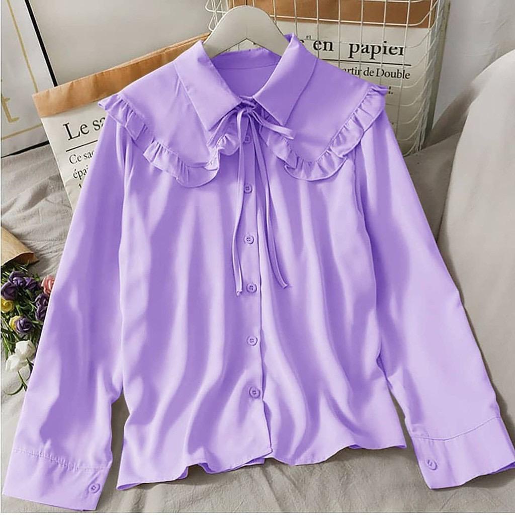1KG MUAT 6PCS | OWLY BLOUSE KOREA KANCING BUSUI FASHION WANITA MUSLIMAH-JELITA LILAC