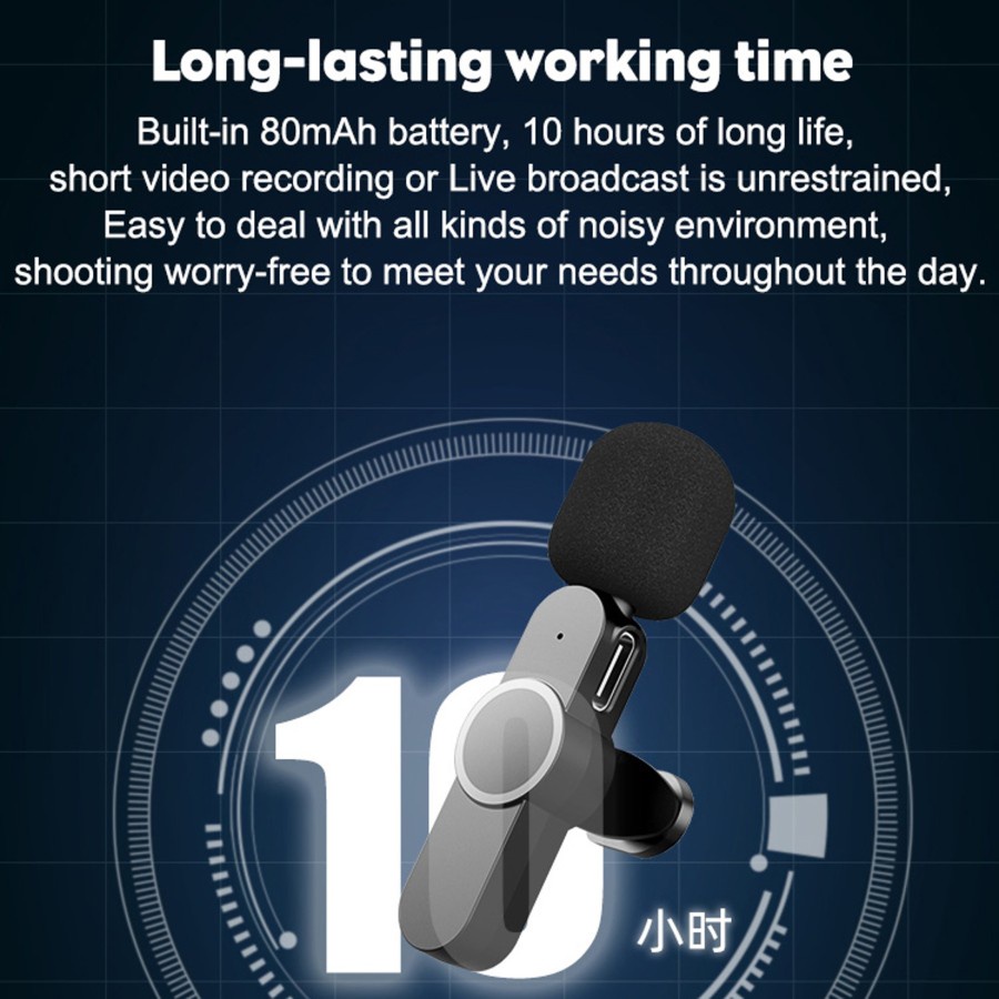 Mic Wireless Hp Vlog Youtuber Portable Mic for Iphone and Android Smartphone