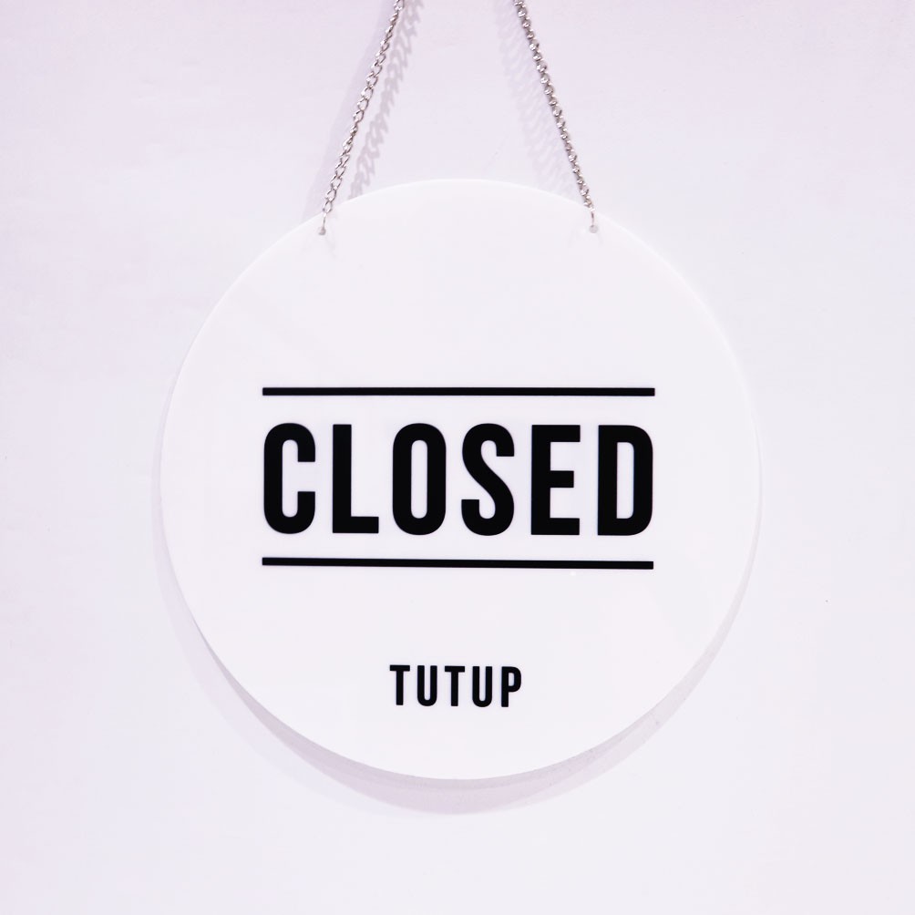 Open Close Gantungan Sign Cafe Signage Toko Open Closed Restoran Papan Board Buka Tutup