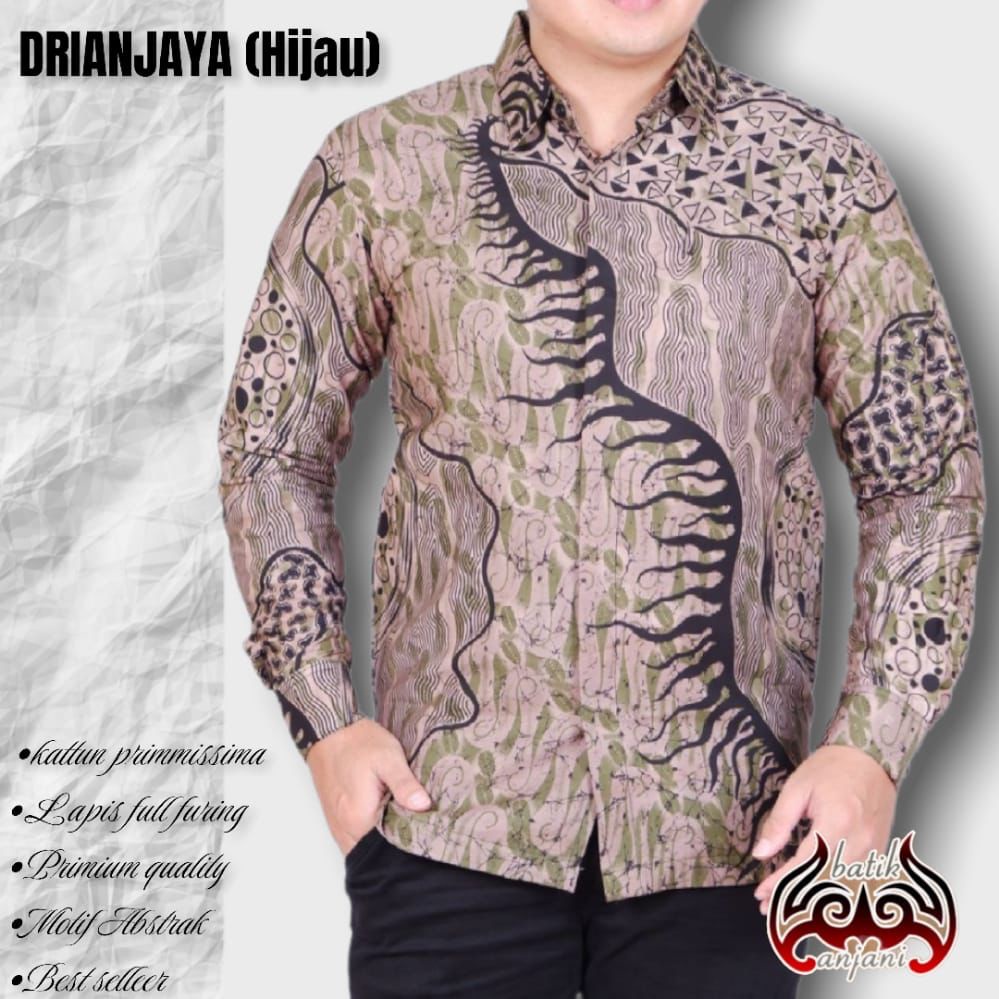 DRIANJAYA ANJANI KEMEJA BATIK PRIA SOLO LENGAN PANJANG PREMIUM LAPIS FURING MERAK PUTIH CITRA AYU MEGO NOGO GALING IRSO KEMBANG EMAS KOPI HITAM SEMAR GENDEONG PARIKESIT BAUREKSA PEKSI BIRU KEJAYAN TUMURUN SOGAN REMUKSA JAYASURA  PRABU SEKTI BIMA  PARANG