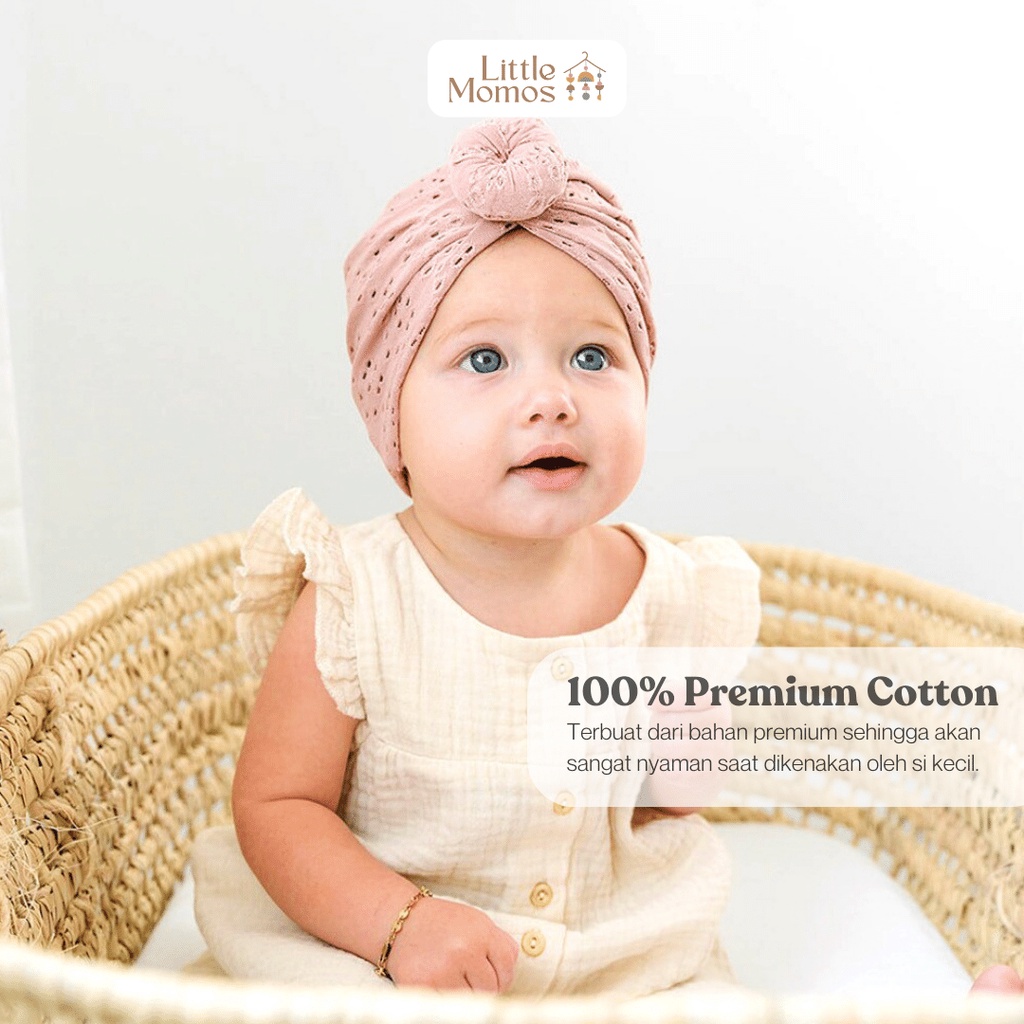 Little Momos Turban Anak Bayi Donut Dot 0-2 tahun - Bandana Bayi Perempuan