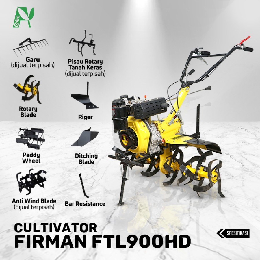 Cultivator / mesin traktor bajak sawah tiller FIRMAN FTL900HD (Diesel)