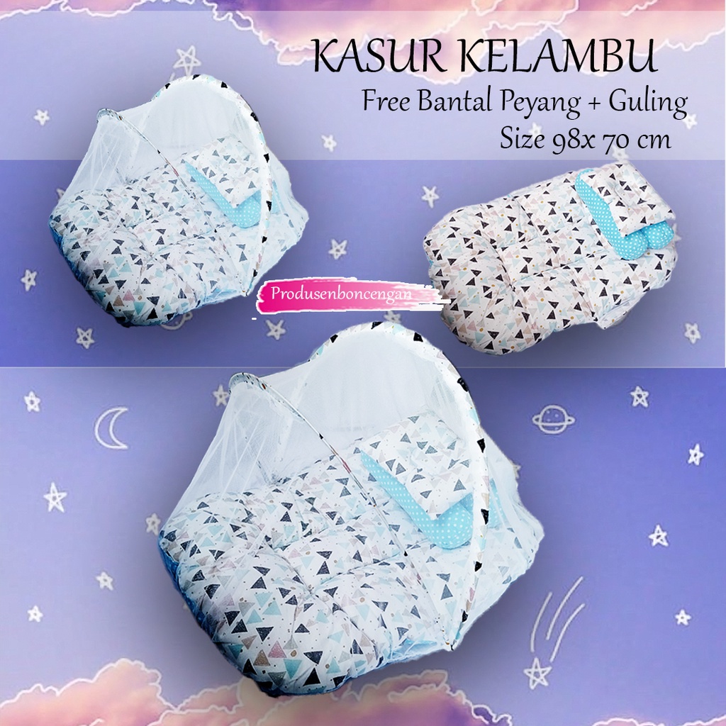 Kasur Bayi Kelambu FREE Bantal Guling Lipat Kelambu