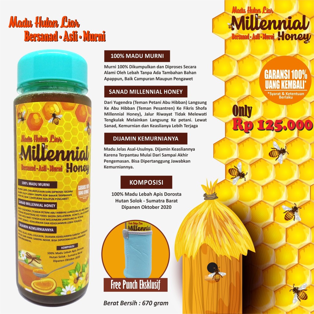Madu Hutan Sumatra / Madu Asli Millenial Honey / Madu Sarang Lebah 670gr - Millenial Honey -