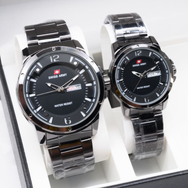 Grosir Jam Tangan Couple SwissArmy H2133 Super Free Box & Baterai Cadangan BISA COD