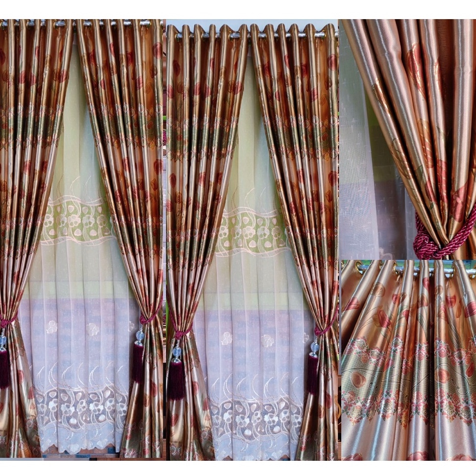 /Bayar ditempat Gorden blackout printing emas Lesa Gold  tebal hordeng gorden korde