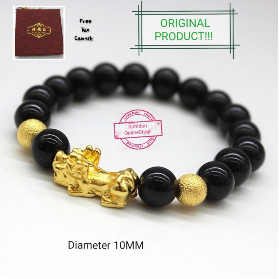 GELANG FENGSHUI KEBERUNTUNGAN BRACELET PIXIU MANTRA BUDHA OBSIDIAN ORIGINAL TERMURAH