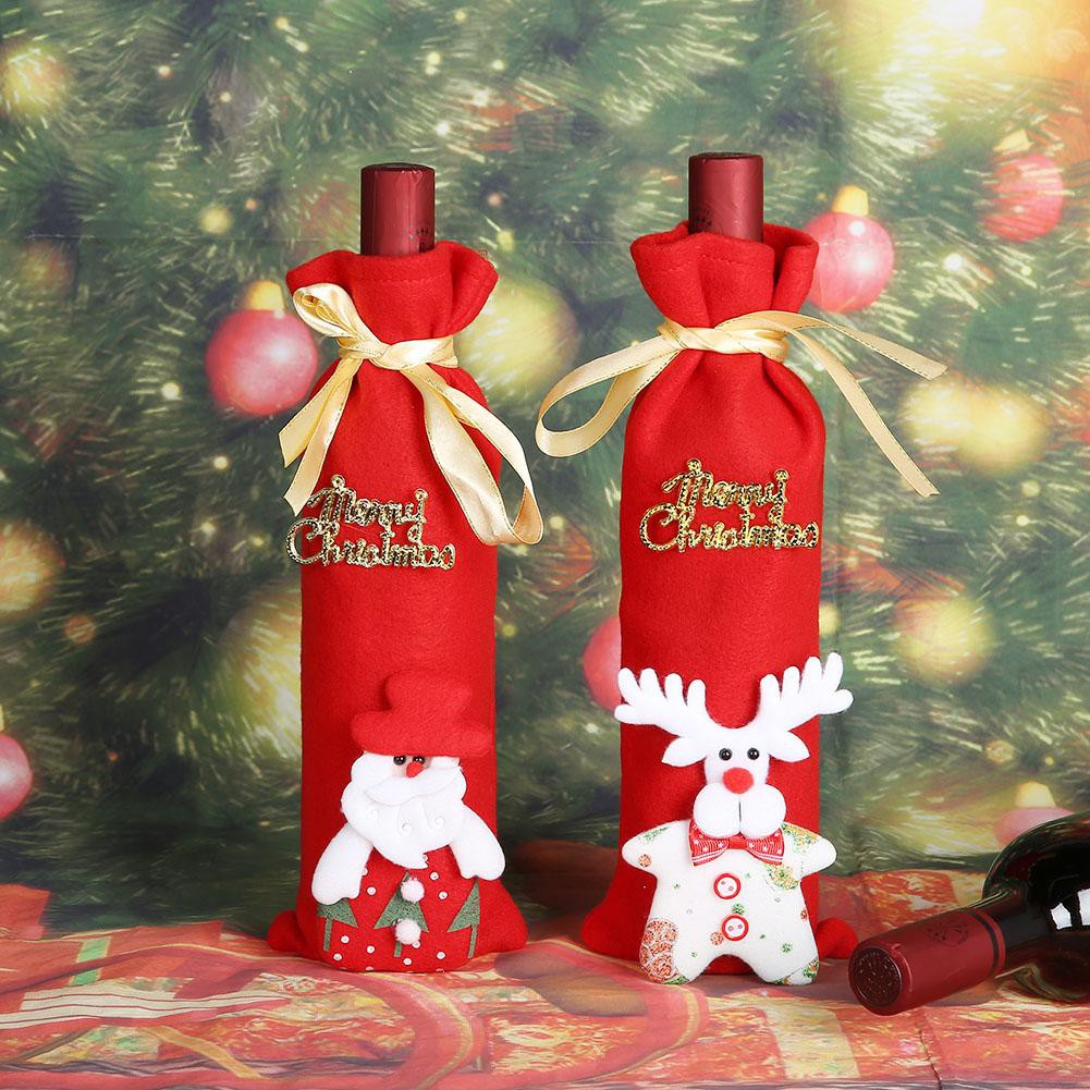 Xmas Christmas Red Wine Bottle Cover Clothes Decor Kitchen