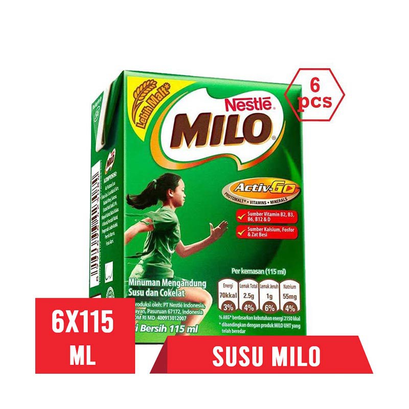 

Milo Cokelat Susu UHT 115 ml / 6 pcs