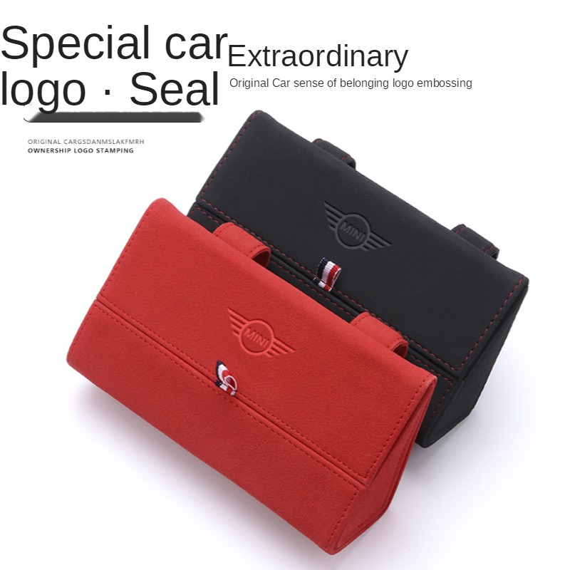 Suitable For MINI Cooper Kacamata Mobil Pemegang Sun Visor Kacamata Mobil Case Organizer Kacamata Kotak Penyimpanan Turn Bulu Kulit Kacamata Case Aksesoris Mobil F30/F20/F10/E34/E46/E60/E90/E36/X1/X3/X5/G20/G30