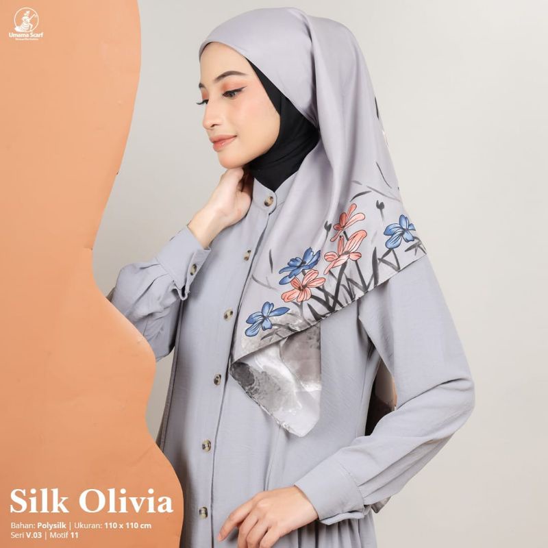 (Bisa COD) Jilbab Umama Silk Olivia Motif Terbaru Original Murah Hijab Segi Empat