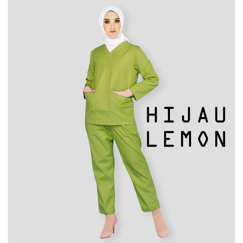 Baju Ok/Jaga Hijau Lemon + Bordir 1baris