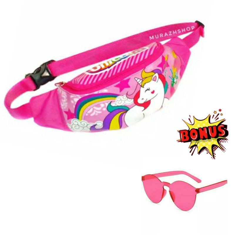 Tas pinggang Anak ,Tas selempang Anak Perempuan Tas waisbag anak unicorn free Kacamata