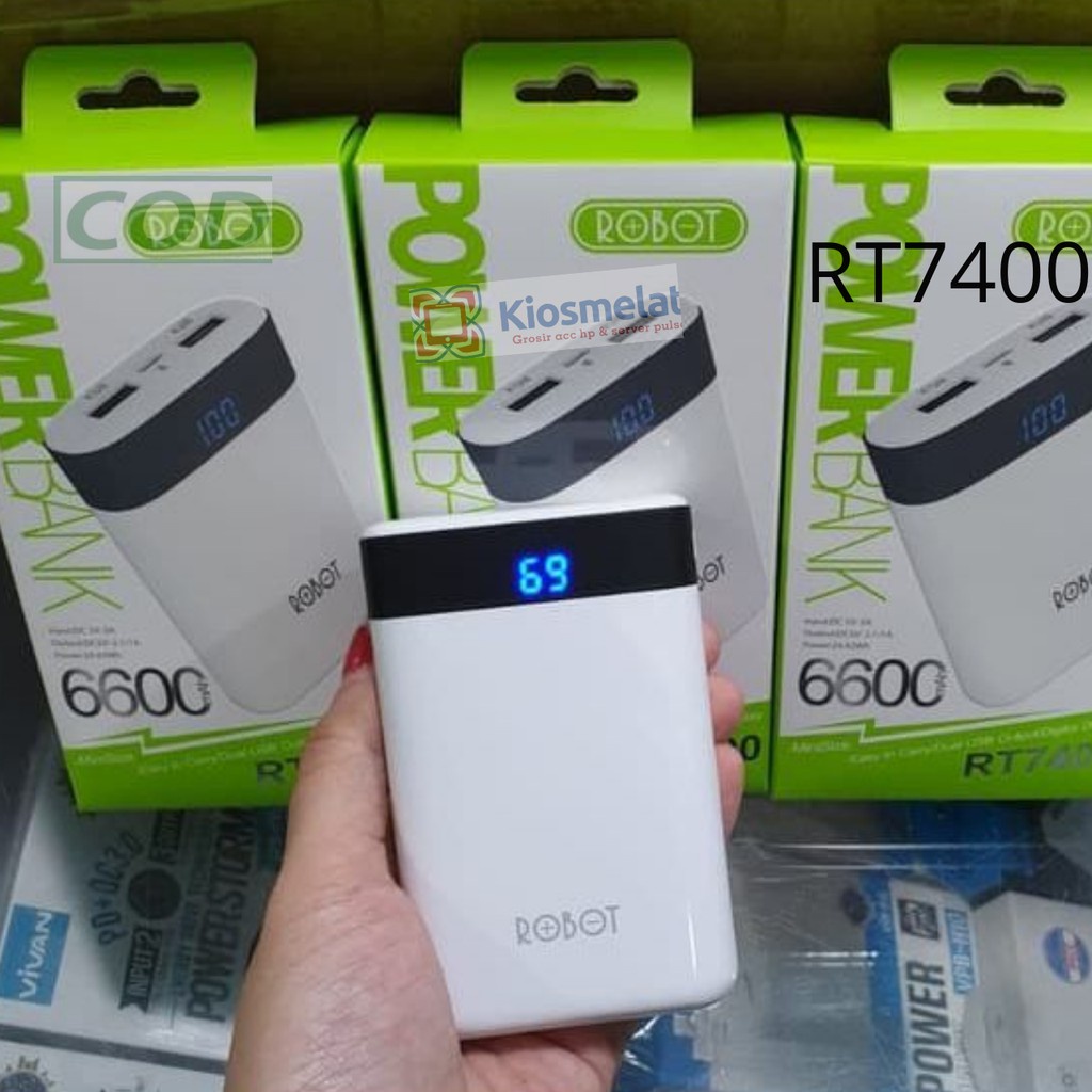 Power Bank Terlaris Terbaik Mini Fast Charging Bisa COD Murah R2S6 Powerbank Robot RT7300 6600mAh 2P
