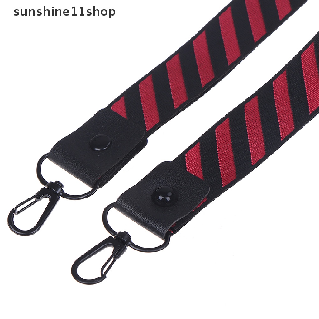 Sho Tali Lanyard Leher / Pergelangan Tangan Motif Garis Untuk Kunci / Kartu ID / Handphone