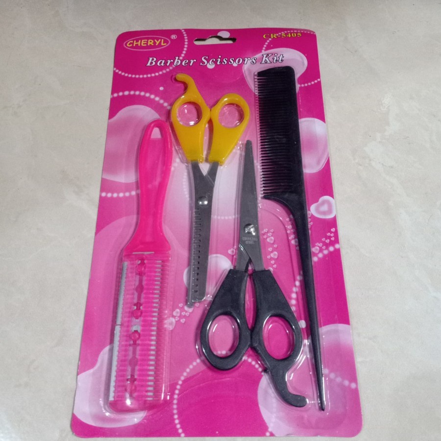 Gunting, Sisir Sasak,Pisau Cukur, Sisir Gunting Rambut Set isi 4 pcs