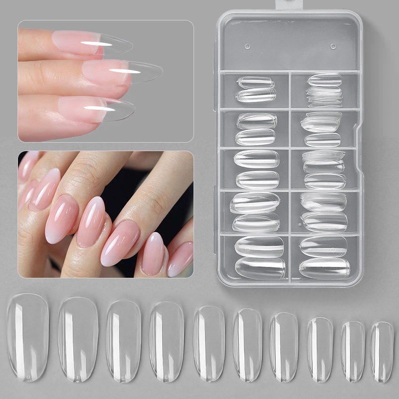 100pcs / Set Kuku Palsu Pendek Full Cover Untuk Nail Art Diy