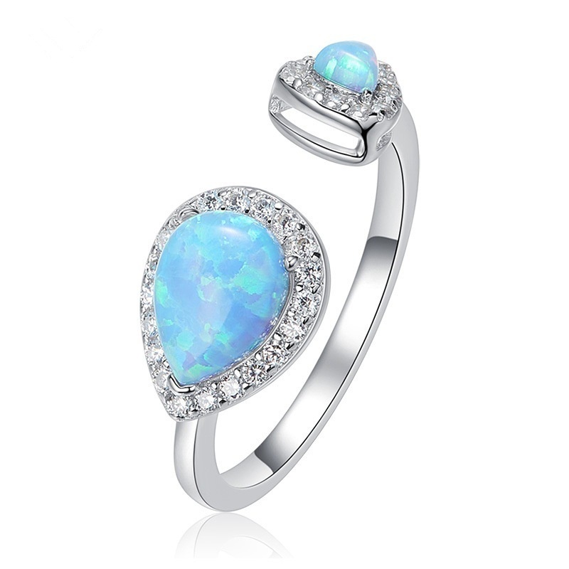 New Product Diamond Blue Opal Fashion Open Female Ring