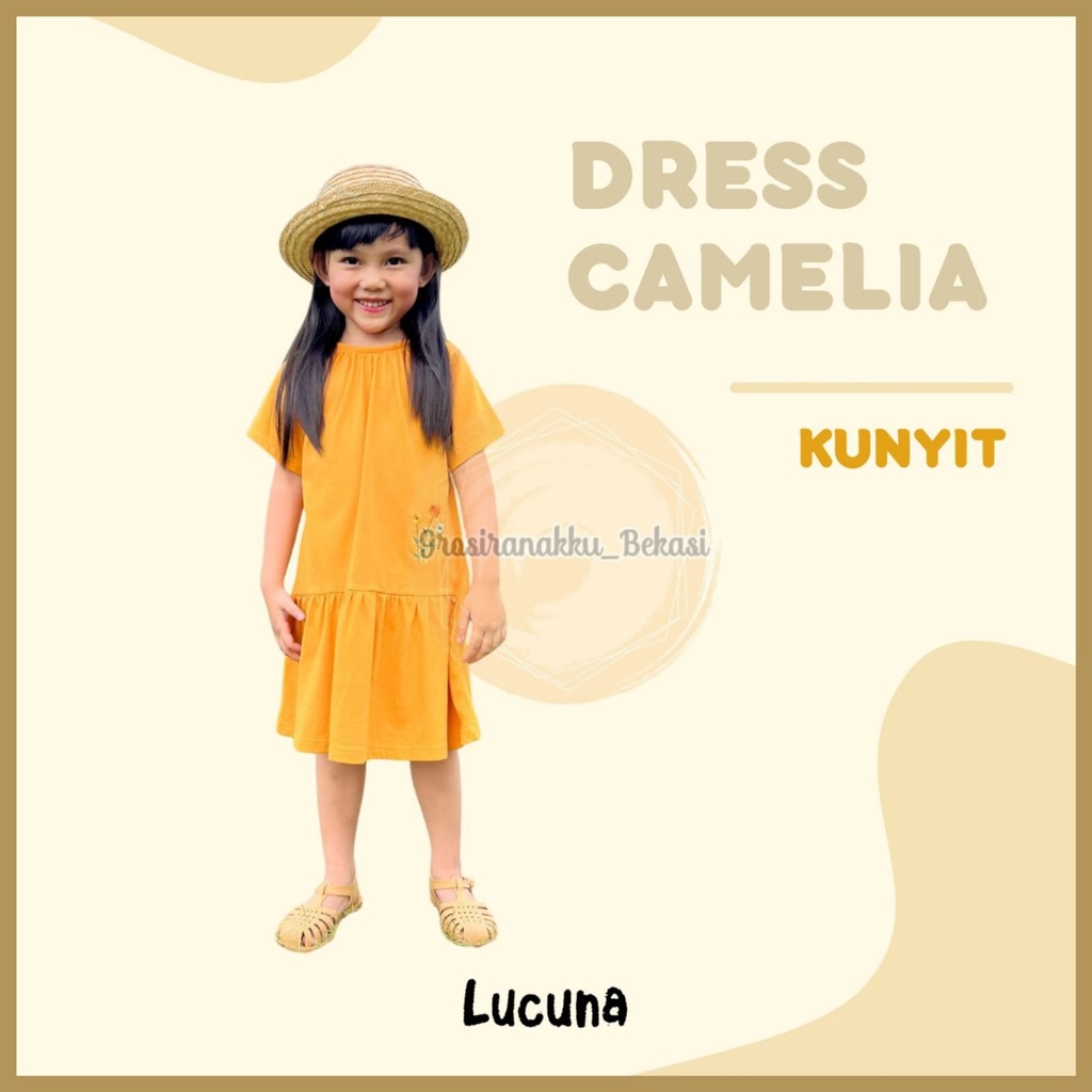 Dress Anak Camelia Lucuna Warna Kunyit Size 1-5 THN