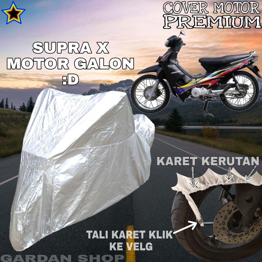 Sarung Motor SUPRA X MOTOR GALON :D SILVER POLOS Body Cover Penutup Motor Supra X PREMIUM