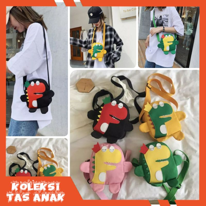 TAS DINO  tas import anak resleting tas slempang anak perempuan sling bag anak tas slempang wanita