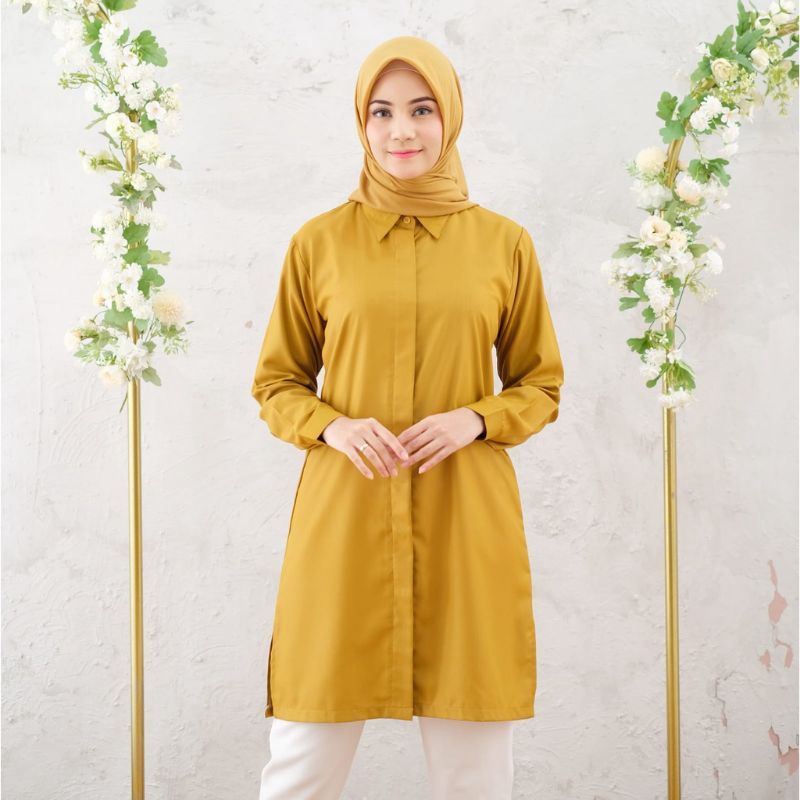 KEMEJA TUNIK WANITA SK708 SIZE M - L - XL - XXL ( BAHAN MOSCREPE IMPOR)