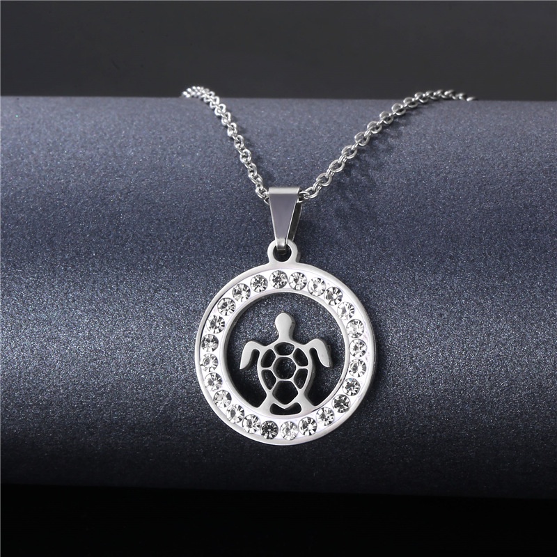 Baru stainless steel penyu kalung kreatif Pantai turtle liontin tanah liat kalung berlian