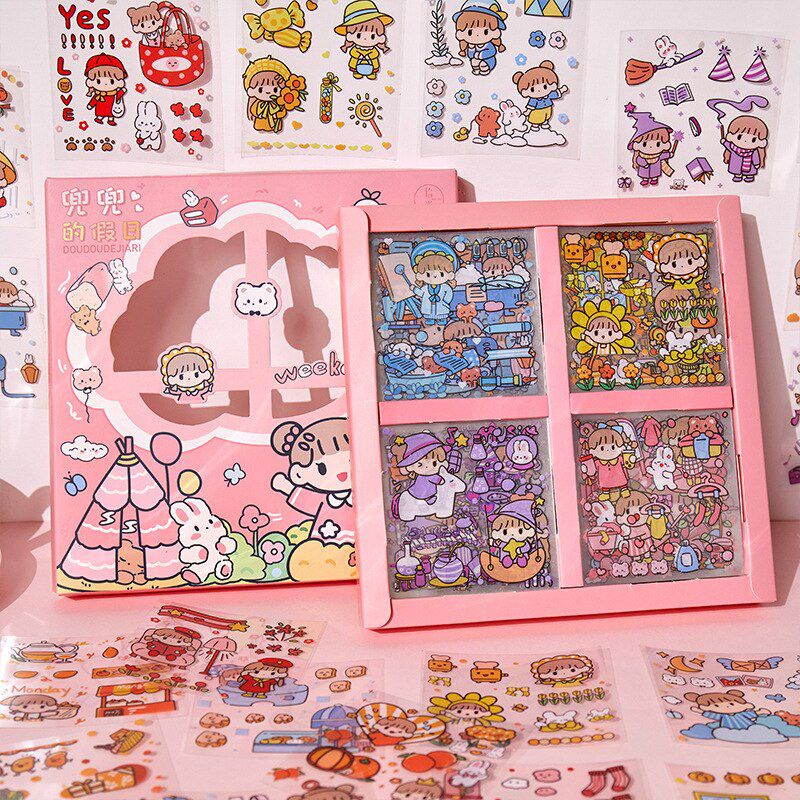 

Stiker PVC Aesthetic Tumblr Space Kid Sticker Kawaii Girl Korea DIY Kartun