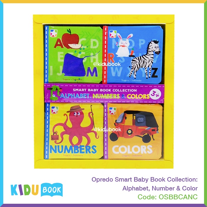 Buku Bayi dan Anak Belajar Mengenal Huruf, Angka dan Warna Opredo Smart Baby Book Collection: Alphabet, Number &amp; Color Kidu Toys