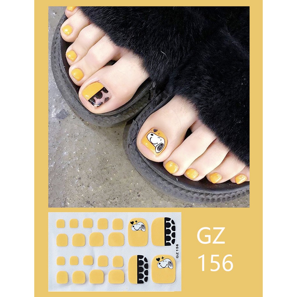 GZ Stiker kaki kuku 3D Kartun Motif Stiker Kuku Gambar Hiasan kuku Glitter Toenail Sticker 22PCS