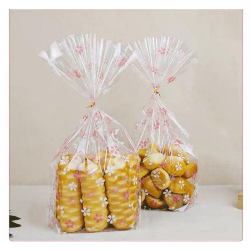 plastik roti sisir / plastik cookies ,roti manis,burger,isi 25 pcs motif bunga