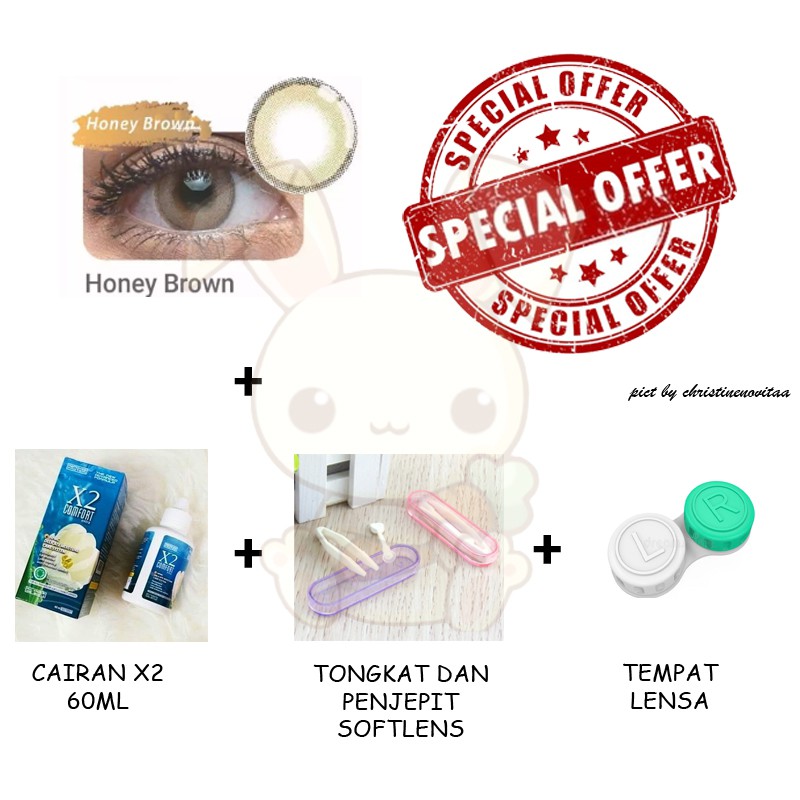 PAKET SOFTLENS LIVING COLOR CIRCLE MINI 14MM (NORMAL) + CAIRAN X2 60 ML + PENJEPIT / PINSET