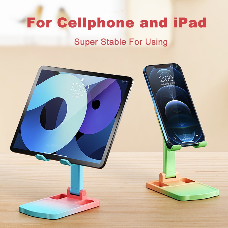 Vaorlo Gradasi Warna Phone Holder Portable Braket Telepon Lipat Untuk Handphone iPad Stand Meja Stabil