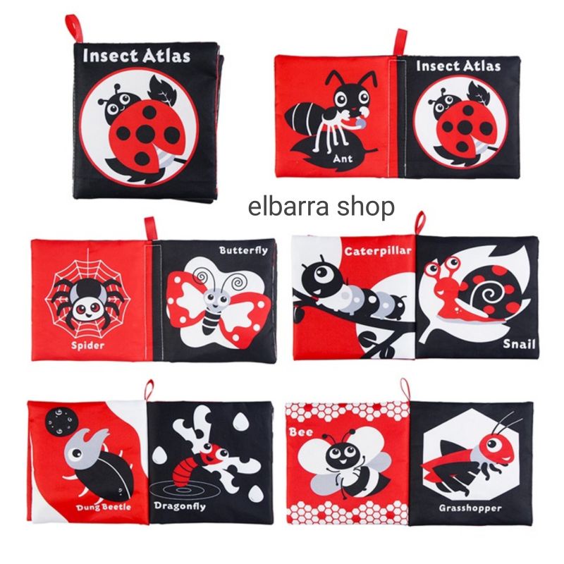 Mainan Edukasi Sensory Buku Kain Bayi Hitam Putih Merah Soft Cloth Book Black White Baby SoftBook Kontras Bunyi Kresek Plastik Kado Bayi Buku Bantal Soft Book High Contras Book Buku Kain Kontras Bayi Newborn Lembut