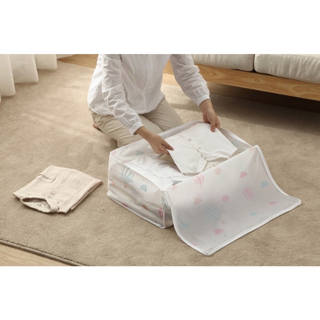 Bentuk Kotak Persegi RESLETING Quilt Quild Bag Storage Selimut Pakaian Tempat Penyimpanan Serbaguna bahan Peva 55*36*20CM