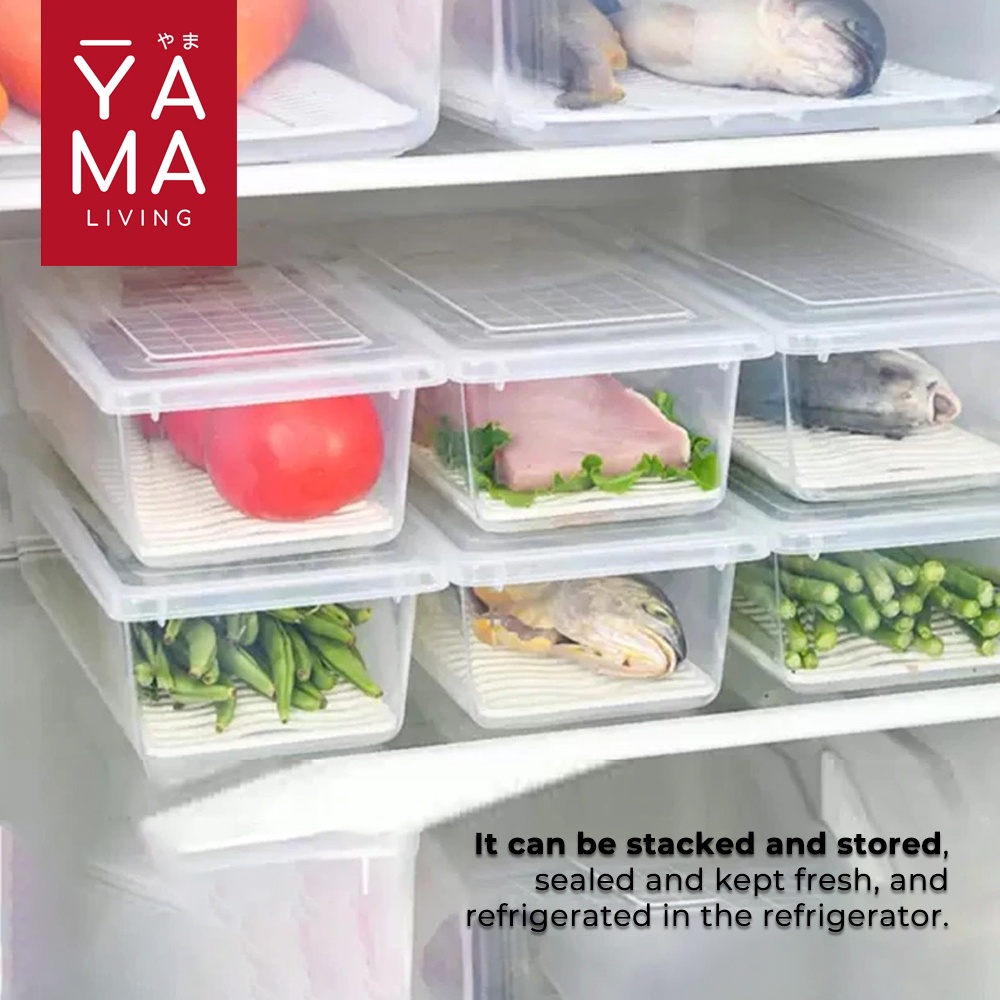 YAMA SARADA Kontainer Kulkas Makanan dengan Saringan Food Storage Box With Strainer Drainer