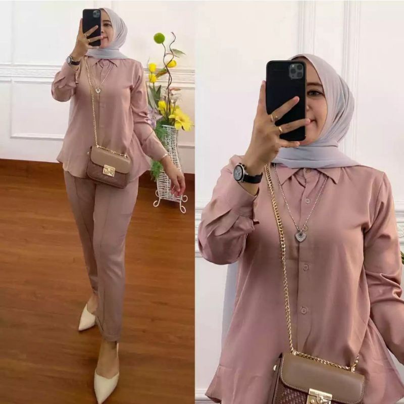 ONE SET RAYON PREMIUM SETELAN WANITA-Mocca