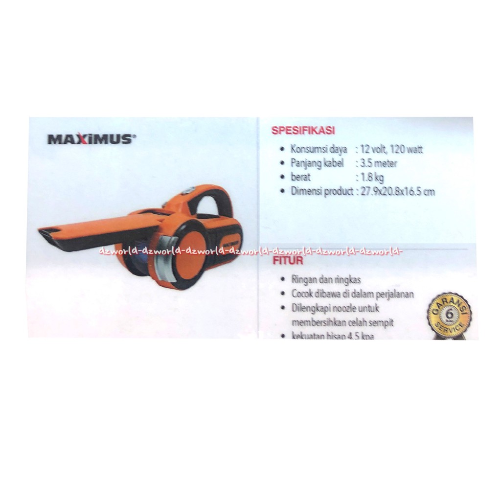 Maximus Car Vacum Cleaner Orange Peghisap Debu Untuk Mobil