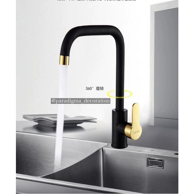 Kran Keran Dapur Panas Dingin Black Gold Hitam Emas